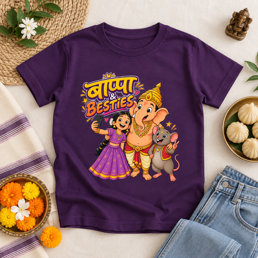 Bappa & Besties I Marathi Girl's T-shirt