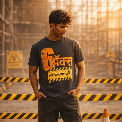 6 पॅक्स – काम चालू आहे | Premium Oversized T-Shirt
