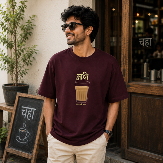 आधी चहा Marathi T-Shirt