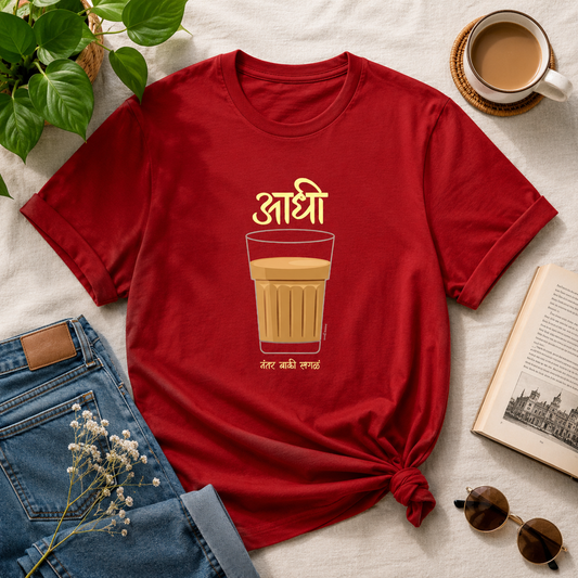आधी चहा Marathi T-Shirt