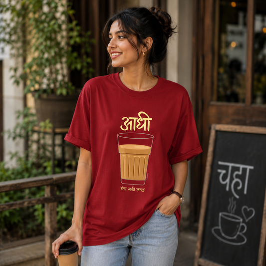 आधी चहा Marathi T-Shirt