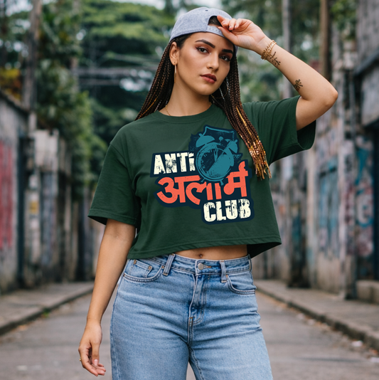 Anti Alarm Club Marathi Women’s Crop T-Shirt