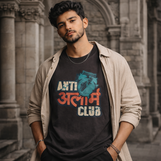Anti Alarm Club Marathi Premium Oversized T-Shirt