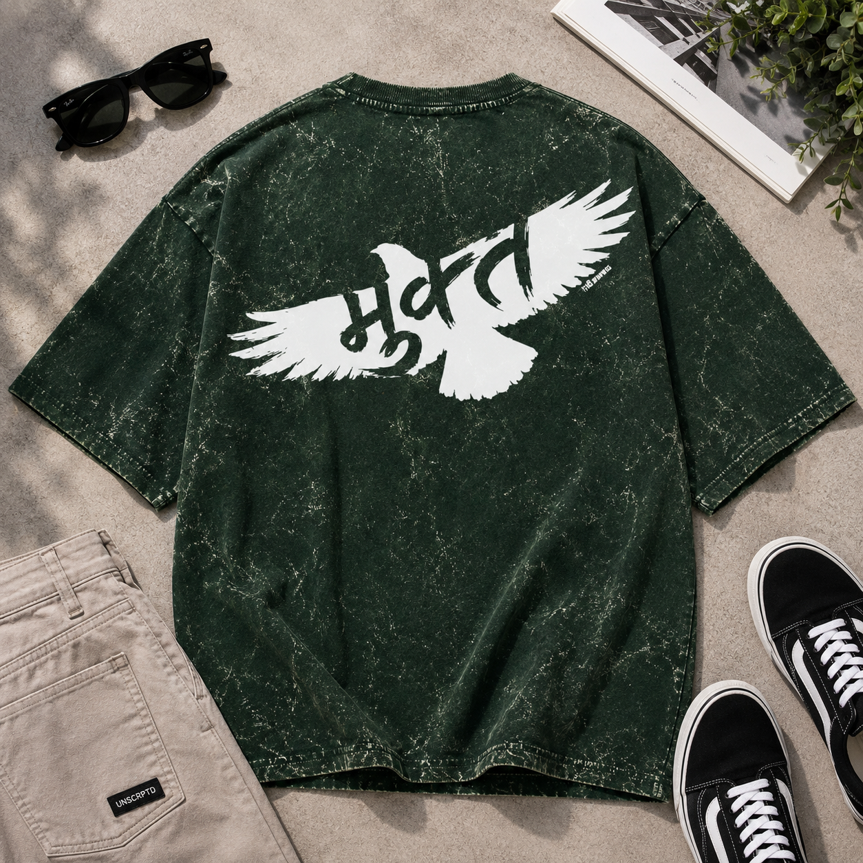 Mukt Marathi Acid Washed Oversized T-Shirt
