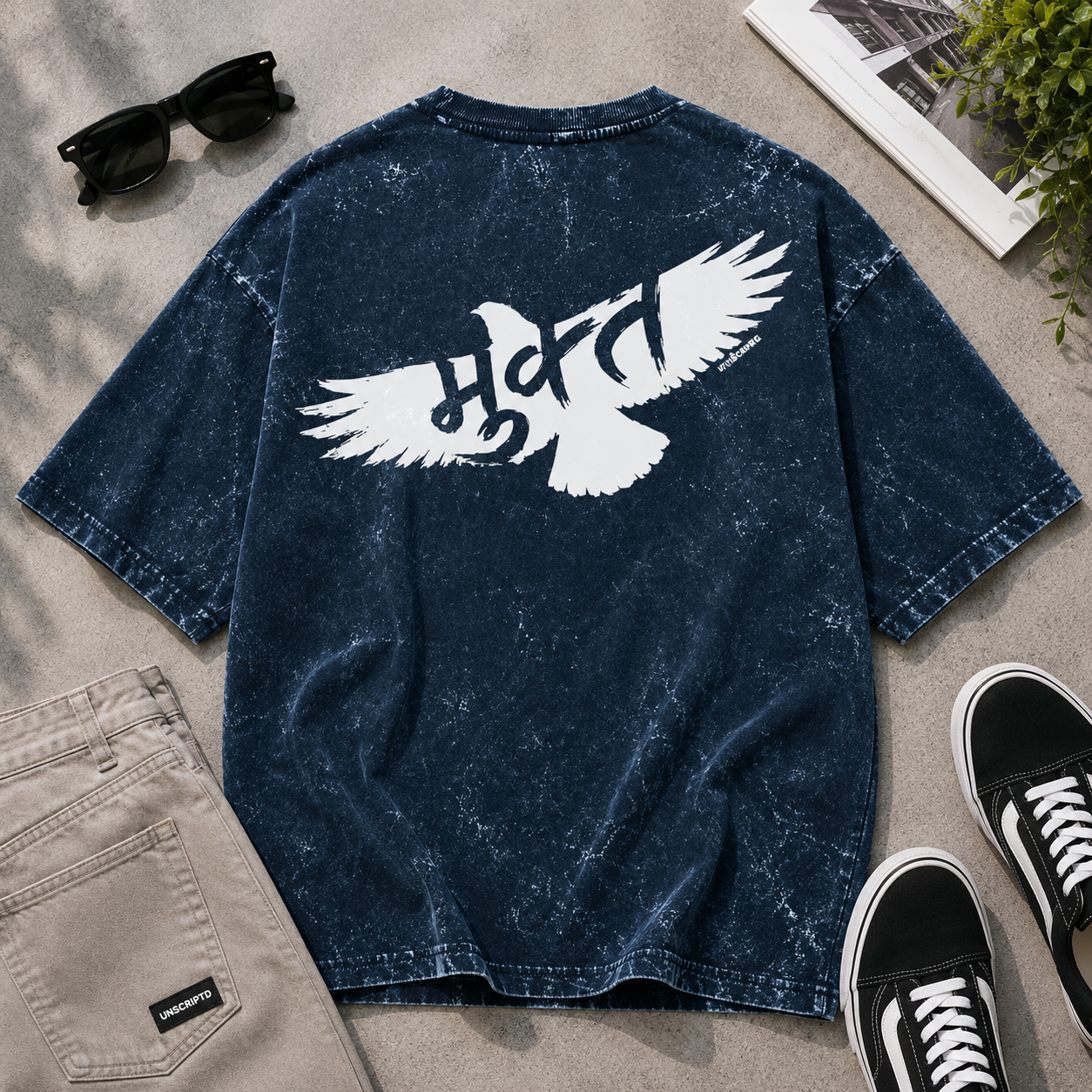 Mukt Marathi Acid Washed Oversized T-Shirt