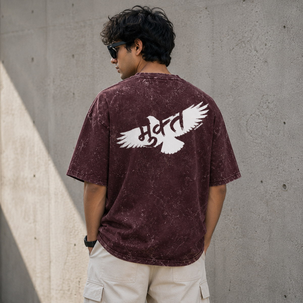 Mukt Marathi Acid Washed Oversized T-Shirt
