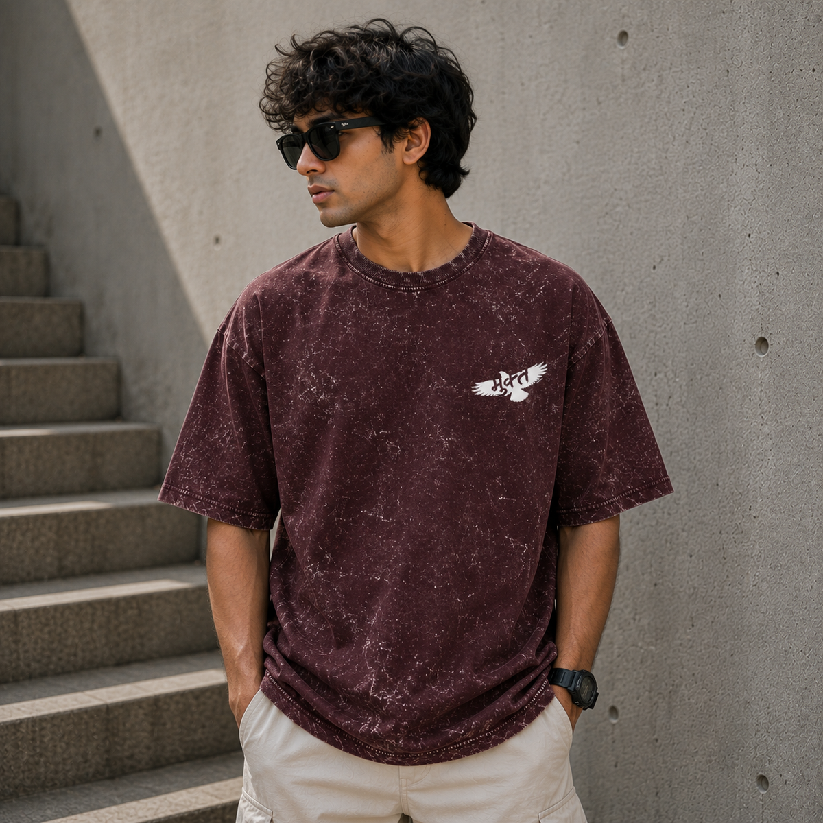 Mukt Marathi Acid Washed Oversized T-Shirt