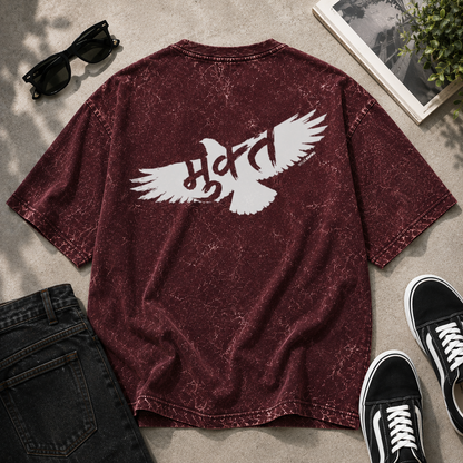 Mukt Marathi Acid Washed Oversized T-Shirt