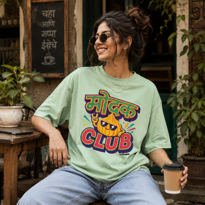 मोदक CLUB Marathi Women Regular T-Shirt